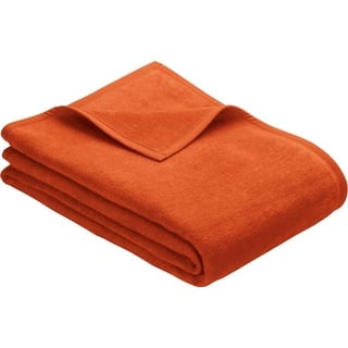 Wohndecke Luxus, IBENA, verschiedene Größen, unifarbenes Design, Kuscheldecke orange 220 cm x 240 cm