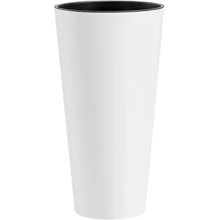 Edle Blumenvase Blumentopf inkl. Einsatz Pflanzsäule matt weiß TUBUS Kunststoff