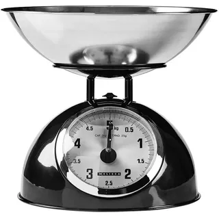 Melissa Retro Küchenwaage, Analog mit Edelstahlschüssel, 5kg Kapazität, 25g Skalierung, Schwarz, Abn, Küchenwaage, Schwarz