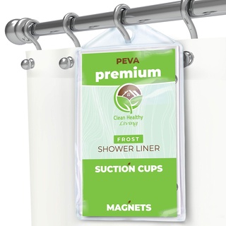 Premium PEVA Duschvorhang mit Magneten und Saugnäpfen, 178 x 183 cm lang