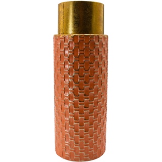 Dekohelden24 Hochwertige Metall Vase in Rosa und Gold, Bodenvase, Dekovase, Größe H/Ø ca. 46 x 16 cm
