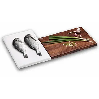 Schneidboard Nussbaum & Schneidboard Kunststoff - Praktisches Schneidebrett-Set - Made In Germany - 2 x 45x29x3,8 cm