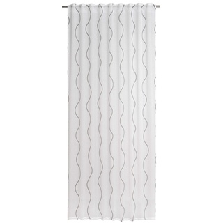 Elbersdrucke Gardine Curve 07 weiß-grau halbtransparent 255x140 cm Schlaufenvorhang für Wohnzimmer Schlafzimmer Flur 200404