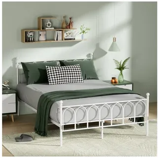 STILVORA Metallbett Metallbett 140x200 Bettgestell mit Lattenrost,Stauraum unter dem Bett weiß