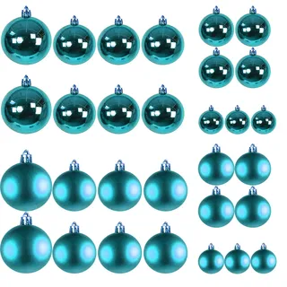 Mojawo 30tlg. Christbaumkugeln Schmuckkugeln Petrol Weihnachtsbaumkugeln Weihnachtskugeln Baumschmuck Ø 4/5/6/7cm türkis