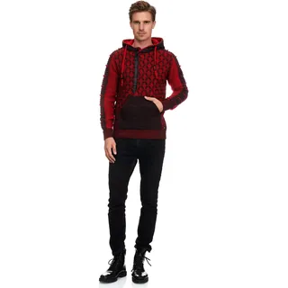Kapuzensweatshirt RUSTY NEAL, Herren, Gr. XL, bunt (rot, anthrazit), 75% Polyacryl, 25% Baumwolle, mehrfarbig, unifarben, normal, ohne Ausschnitt, Sweatshirts, in ausgefallenem Design