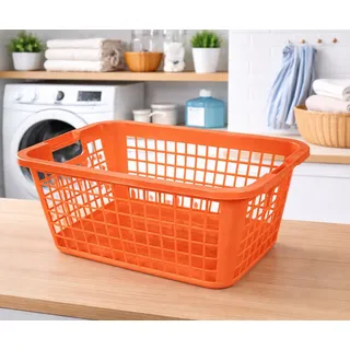 Ebaxx Wäschekorb 69 Liter Groß Wäschekorb Plastik Kunststoff Orange orange