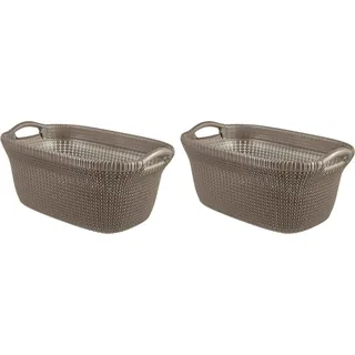 Curver Knit Wäschekorb - 40 l - 2er Set - Harvest Brown