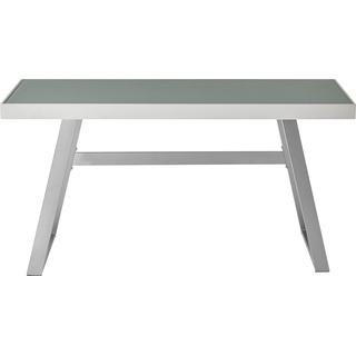 Schreibtisch MCA FURNITURE "Tiflis" Tische Gr. B/H/T: 140 cm x 75 cm x 60 cm, Tischplatte Glas, weiß (weiß, edelstahloptik gebürstet, weiß) Schreibtische
