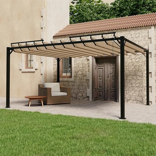 Prolenta Premium Pavillon mit Lamellendach 3x4 m Taupe Stoff und Aluminium