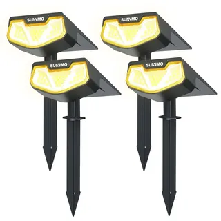 SUNNMO Solarlampen für Außen Garten, Solarstrahler für Außen sehr Hell 32 LED, Solarleuchten Garten Winterfest IP65 Wasserdicht, Gartenbeleuchtung Solar Gartenleuchten Strahler 3000K Warmweiß, 4 Stück
