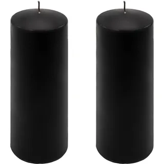 Stumpenkerze schwarz Höhe 20 cm Ø 7,5 cm lange Brenndauer Rund-Kerze Säulenkerzen Kerzen-Deko Tafelkerzen Weihnachts-Kerzen Hochzeit (2)