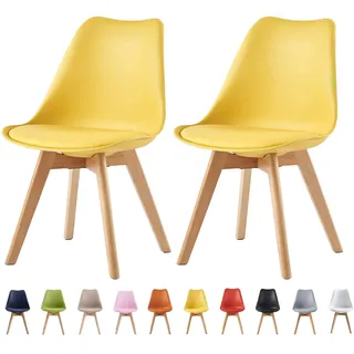 mcc direct Esszimmerstühle im 2er Set, Küchenstühle, Bürostühle, Designer Schalenstuhl, Eva (Gelb)