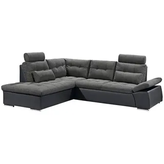 OSCA Eckcouch Kunstleder 4-Sitzer Schwarz