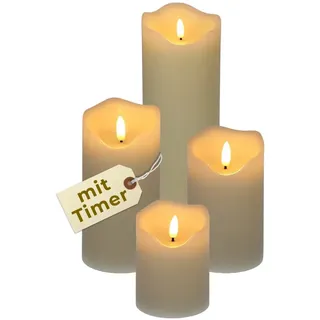 GarPet Tafelkerze 4er Set LED Kerze mit Timer Echtwachs LED Kerzen bewegliche Flamme