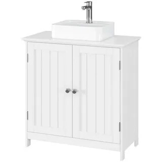 Homfa Waschbeckenunterschrank Unterschrank Badezimmerschrank weiß, aus Holz, 60x30x60cm weiß