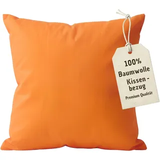 wollyflaushi Kissenbezug 60x60 cm Orange 100% Baumwolle Premium Bezug | Kissenhülle mit verdeckter Reißverschluss, Atmungsaktiv, Waschbar, Kopfkissenbezug für Kopfkissen, Sofakissen, Zierkissen