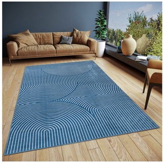Teppich Faron, HANSE Home, rechteckig, Höhe: 3 mm, leichter 3 mm Kurzflor, Skandi, Boho, 3D Effekt, auch als Läufer blau 80 cm x 140 cm x 3 mm