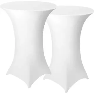 Stehtischhussen Cocktail Spandex Quadrat Party 2er Set Ø 70-75cm Weiß