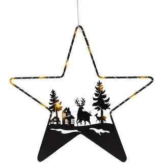 LED Metall Stern Silhouette warm weiß 30 cm - Weihnachts Deko Aufhänger Batterie
