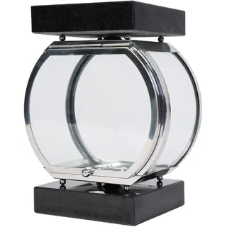 Grab-Lampe rund Edelstahl Grab-Schmuck Friedhof-Licht Granit Schwedisch Black