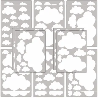 PREMYO 140 Wolken Wandsticker Kinderzimmer Mädchen Jungen - Wandtattoo - Wandaufkleber Selbstklebend Weiß