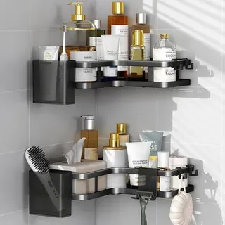 None Duschablage Schwarz Ohne Bohren 5 Stück Haken Ecke Organizer