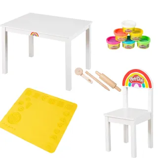 Roba Kindersitzgruppe, Weiß, Holz, 1-Sitzer, Rechteckig, 50x51x60 cm, FSC Mix, Kinder- & Jugendzimmer, Kindermöbel, Kindersitzmöbel & -tische, Kindersitzgruppen