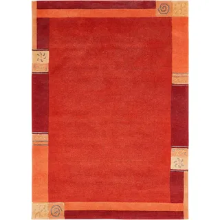 Wollteppich LUXOR LIVING "India, handgeknüpft" Gr. 3, rot, B:120cm H:20mm L:180cm, Wolle, Teppiche, Designer-Teppich Knüpfteppich Schurwollteppich Teppich, reine Wolle, mit Bordüre, auch als Läufer, Wohnzimmer