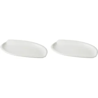 2 x palmer White Delight Leaf Teller flach oval im Set, Porzellan, 28 x 19 cm, weiß glänzend,  Blatt Form, modern, für modernes Servieren von Speisen