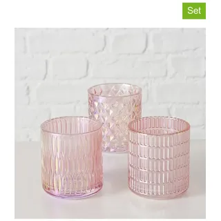Boltze 3er-Set: Windlichter "Siara" in Rosa - (H)9 x Ø 8 cm
