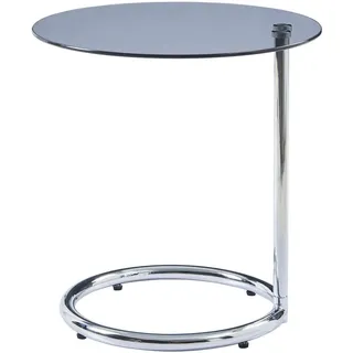 [en.casa] Beistelltisch, Chrom, Grau, Glas, Metall, rund 44.5x46x44.5 cm Wohnzimmer, Wohnzimmertische, Beistelltische