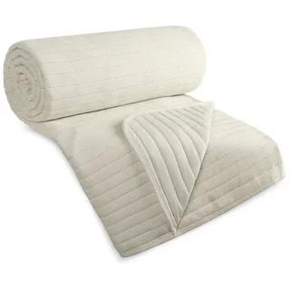 Eurofirany Tagesdecke GLORY – klassische Eleganz im modernen Stil, Gesteppter Überwurf, für Doppelbett, Streifenmuster, minimalistisch gelb 170 cm x 210 cm