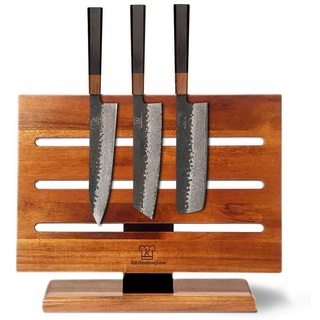 Küchenkompane Messer-Set Damascus Messerset mit magnetischem Messerblock - 4-teiliges Set (2-tlg) braun|grau