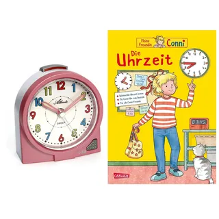 Atlanta Wecker ohne Ticken + Buch Conni Die Uhrzeit - 2127/17 BU (Rosa Conni)