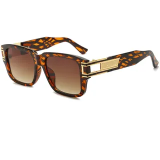 Long Keeper Retro Sonnenbrille Eckig für Herren Damen Klassisch Sonnenbrille Quadratisch Vintage Brille Goldener Rahmen mit UV400 Schutz, 53MM - Einheitsgröße