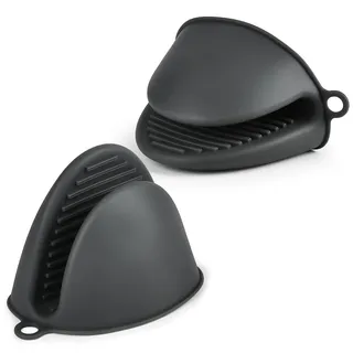 AUAUY 1 Paar Silikon Ofenhandschuhe Verdicken, Hitzebeständige, Grau | Mini-Ofenhandschuh, Anti-Rutsch Topflappen, Mini Ofen Mitts, Wasserdichte Topfhandschuhe zum Backen, Kochen, BBQ Grillen