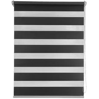 Doppelrollo Klemmfix, SN DECO GROUP, freihängend, Montage ohne bohren, Duo Rollo,Sichtschutz, Sonnenschutz,lichtdurchlässig schwarz 60 cm x 210 cm