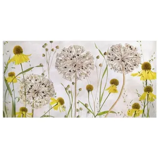 Bilderdepot24 Teppich Teppich Vinyl Flur Küche Blumen Vintage funktional lang modern, Läufer - beige glatt, nass wischbar (Schmutz, Tierhaare) Saugroboter & Bodenheizung geeignet beige 100 cm x 50 cm
