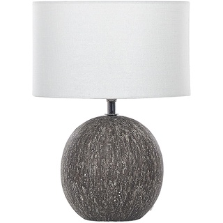 Tischlampe mit Keramikfuß in Schwarz 39 cm klassischer Lampenschirm weiß Fonissa