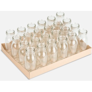 NaDeco Glasfläschchen 24 Stück ca. 14x6cm Deko Glasflaschen | Dekoflaschen | Glas Flaschen | Deko Flaschen | kleine Deko Vasen | kleine Flaschen | Milchflaschen | Tischdeko Vasen | Hochzeit Vasen