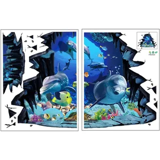 Wandtattoo, Unterwasserwelt-wanddekoration, Meeressäugetier, Pvc, Einfach Anzubringen, Verspielter, Unkonventioneller Stil Und Farbenfrohe Atmosphäre Für Jungen- Und Mädchenzimmer