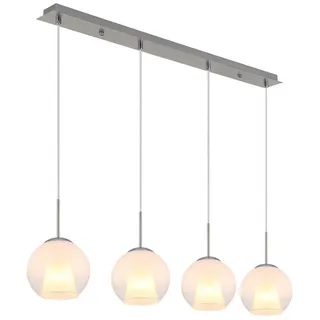 Pendelleuchte Pendellampe Esstischleuchte 4 flammig Retro Hängelampe Wohnzimmer Glaskugel, Metall, 4x E27 Fassungen, LxBxH 100x18x120 cm