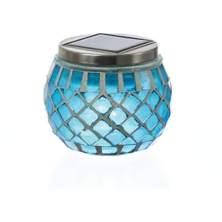 MARELIDA Solarleuchte Glas H: 9cm 1er Set blau
