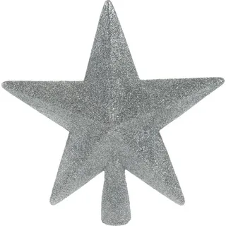 Spetebo - Farbe: Silber - Christbaum Spitze Stern mit Glitzer Effekt