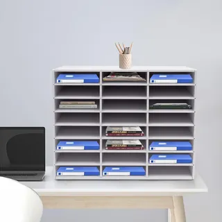 24 FäCher Dokumentenablage Briefablage Schreibtisch Organizer Literatur Datei Rack Postfach Halter Fach Magazin Speicher Schublade FüR BüRo Zuhause Schule Mit Handschuhe Modern Rechteckig Weiß