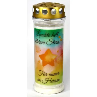 Kerzen Junglas - Grabkerze für Sternenkind, 7 Tage Brenndauer (3961) Grablicht mit Spruch und Motiv, Wetterfester Grabschmuck