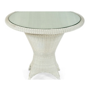 Tisch Bonaire 90 cm rund Kunststoffgefle cht white-washed/Alu Loom-Optik SonnenPa