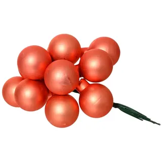 Kaemingk Weihnachtsbaumkugel, Weihnachtskugeln am Draht 2,5cm Glas 12 Stück - Warmorange matt orange