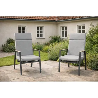 Green Spirit Gartenstuhl »Brisbane« 2er Set Stapelstühle Alu Armlehnen Gartensessel Hochlehner (Set), Aluminium, stapelbar, verstellbar - Garten, Terrasse, Balkon & Outdoor grau